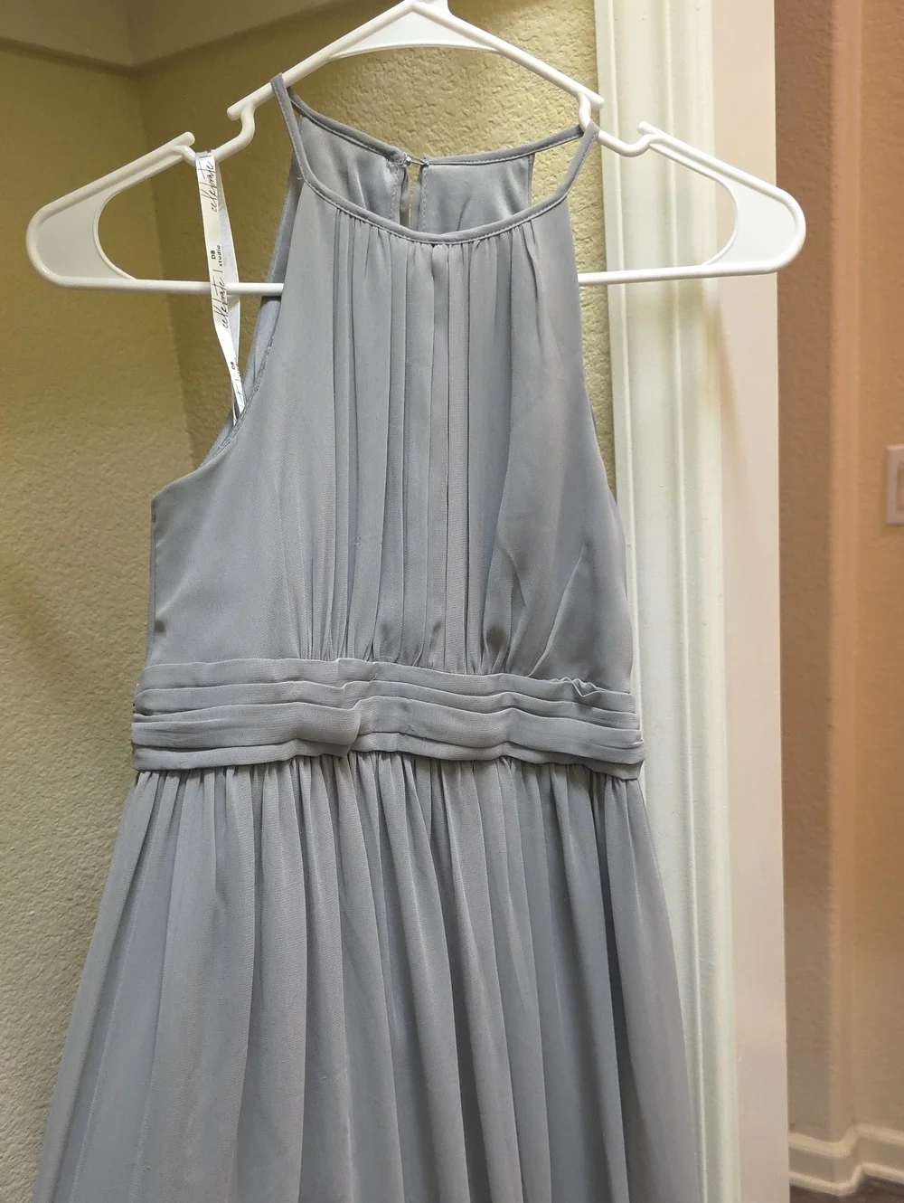 Girls' Sleeveless Halter Chiffon Dress in Light Gray